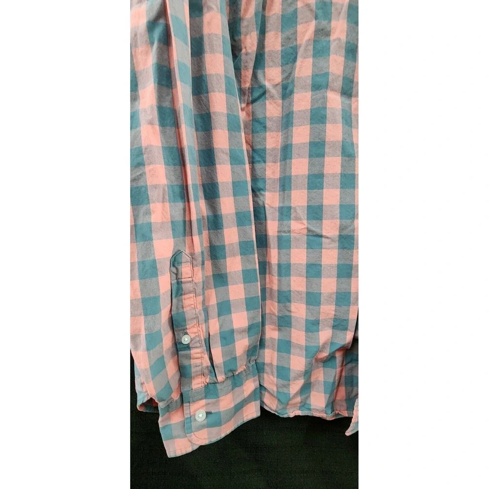 J.‎ Crew Button Up Shirt Mens Xlarge Long Sleeve Pink Grey Check Plaid XL EUC
